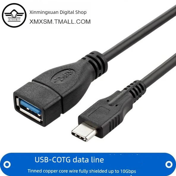 USB 3.1 Type-C to USB 3.0 OTG Veri Kablosu Adaptörü - 1m Altın Kaplama Yan Eğik - 2