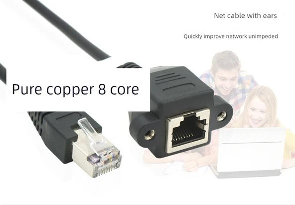 Dijital Kalkanlı CAT5 RJ45 Uzatma Kablosu - 1m - Film Korumalı - 7