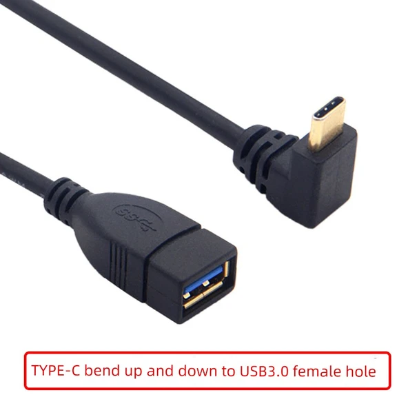 USB 3.1 Type-C to USB 3.0 OTG Veri Kablosu Adaptörü - 0.25m Altın Kaplama Pozitif Eğik
