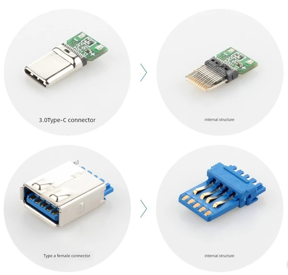 USB 3.1 Type-C to USB 3.0 OTG Veri Kablosu Adaptörü - 1m Altın Kaplama Yan Eğik - 9