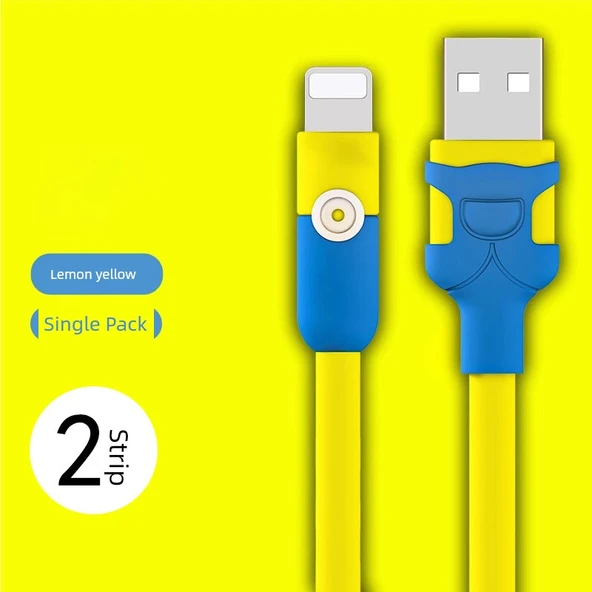 Hızlı Şarj USB Kablosu - 1m - Limon Sarısı (İki Paket)