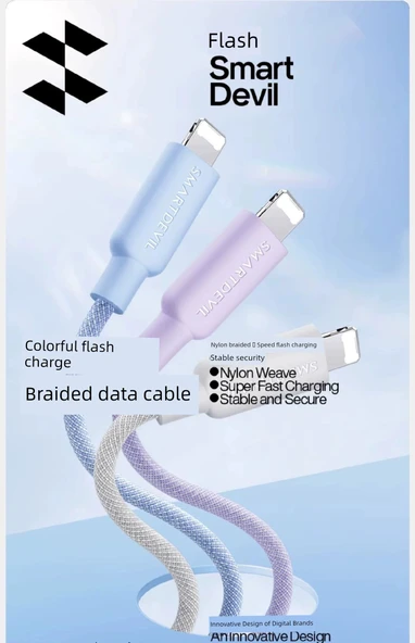 Hızlı Şarj Veri Kablosu - 1.2m - USB-Far Peak Mavi - 9