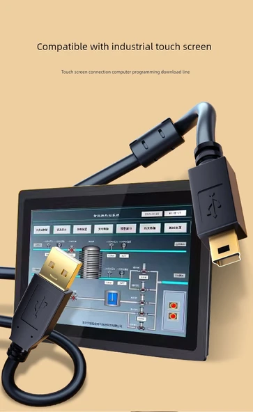 Mini USB Veri Kablosu - 5 m Şeffaf Gri Çift Manyetik Halka Anti-girişim - 12