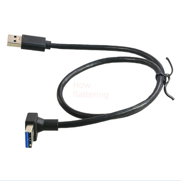 USB 3.0 Erkek Açı Uzatma Kablosu - 15cm Üst Eğri - Düz Baş - 10