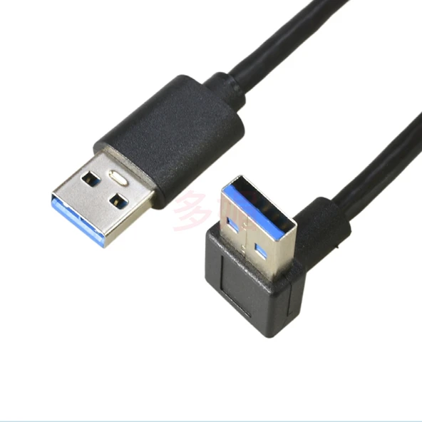 USB 3.0 Erkek Açı Uzatma Kablosu - 1 m Sol Eğri - Düz Baş - 12