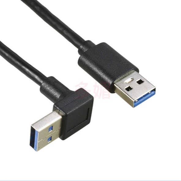 USB 3.0 Erkek Açı Uzatma Kablosu - 1 m Üst Eğri - Düz Baş - 9