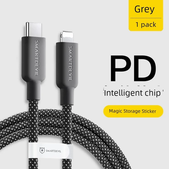 Hızlı Şarj Veri Kablosu - 1.2m - PD-Gizli Gri