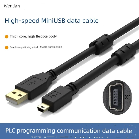 Mini USB Veri Kablosu - 1 m Yüksek Esnek Çift Manyetik Halka Anti-girişim
