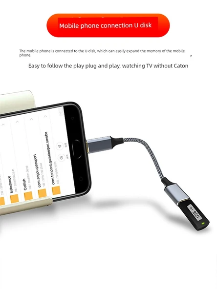 Veri Kablosu - Type-C'den USB 3.0'a - 1.5M - Gri - Örgü Takviye - 5