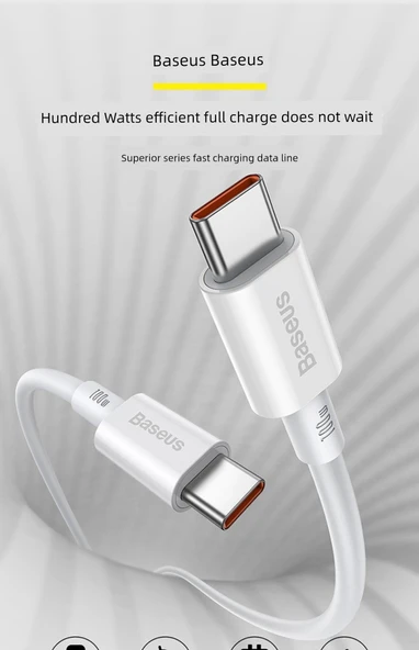 USB-C Hızlı Şarj Veri Kablosu - 2m Beyaz - 6