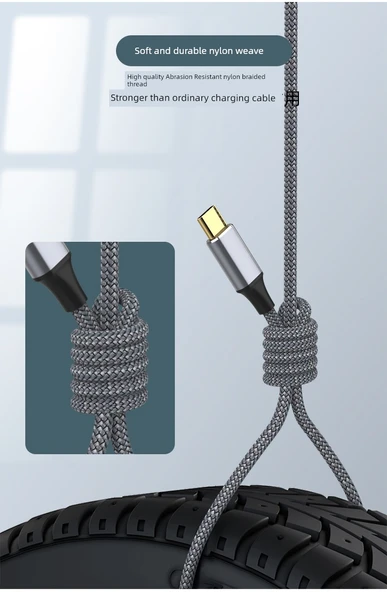 Veri Kablosu - Type-C'den USB 3.0'a - 1.5M - Gri - Örgü Takviye - 12