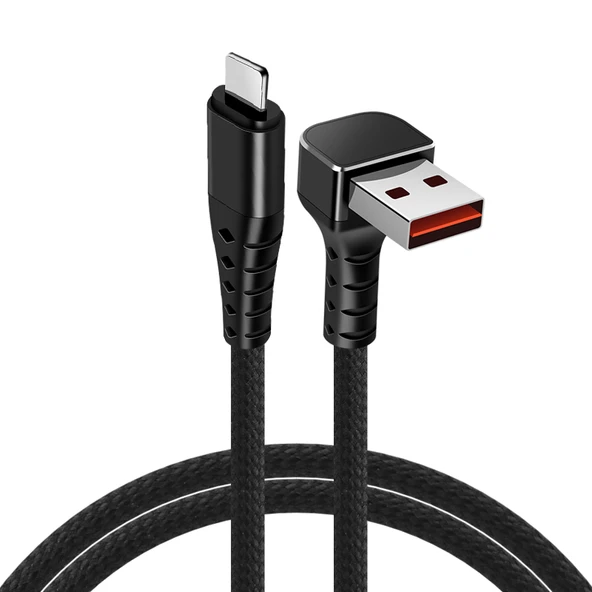 6A Süper Hızlı Şarj USB Kablo - 0.5m Yatay Kavisli [Apple]/Düz Çizgi