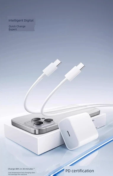 30W Hızlı Şarj ve PD Lightning Kablo 1.0m - iPhone 8-14 - 9