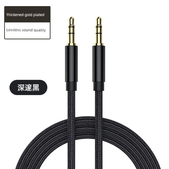 3.5mm Aux Ses Kablosu - Siyah - 2.0m - HiFi Ses Kalitesi - 5