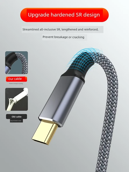 Veri Kablosu - Type-C'den USB 3.0'a - 1.5M - Gri - Örgü Takviye - 3