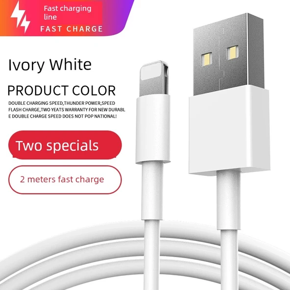 iPhone Lightning Şarj Kablosu - 2m Beyaz - 2 Paket