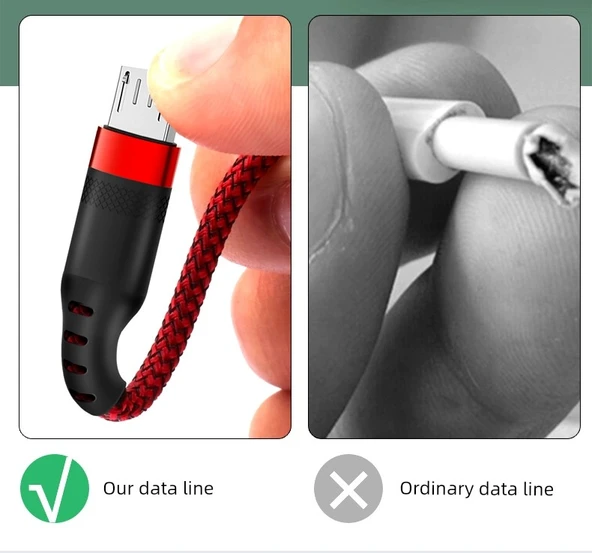 Android Veri Kablosu - 1m Kırmızı + Gri Özel Paket - 8