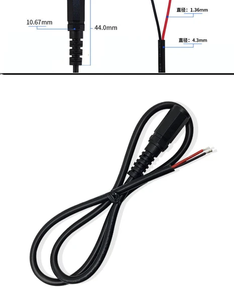 5.5x2.5mm Erkek DC Güç Kablosu - 0.5m - 10A Akım - 10