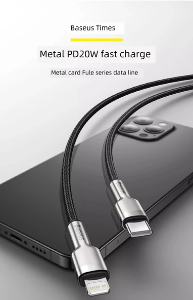 USB-C ile Lightning Kablo - Beyaz - 2m - 20W PD Hızlı Şarj - 8