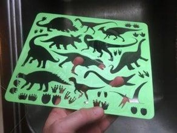 Dinozor Şablon Boyama Levha Organik Plastikten Oyuncak - 4