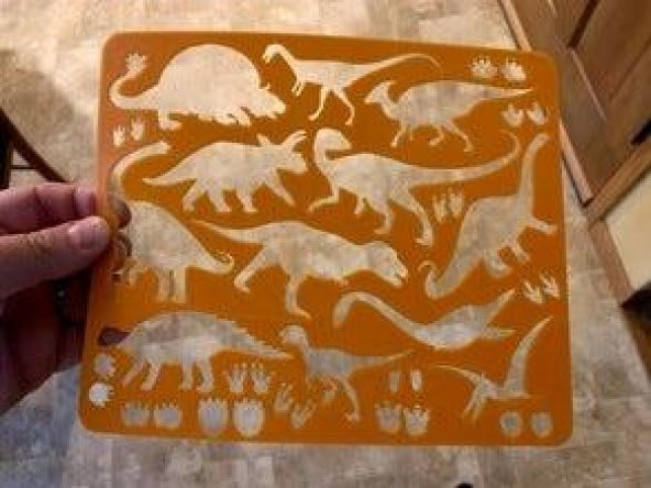 Dinozor Şablon Boyama Levha Organik Plastikten Oyuncak - 6