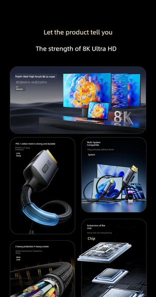 USB-C'den DP 1.4 Adaptör Kablosu - 10