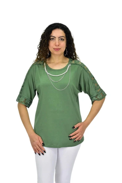 Kadın Kısa Kol Baskılı Bluz BGL-ST04708 - Resim 3