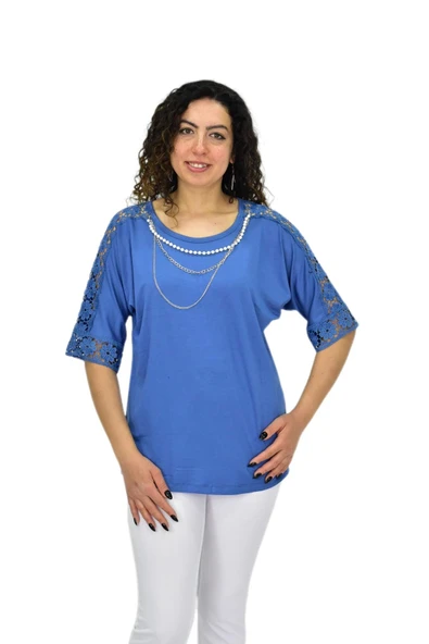 Kadın Kısa Kol Baskılı Bluz BGL-ST04708 - Resim 2