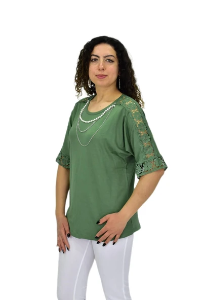 Kadın Kısa Kol Baskılı Bluz BGL-ST04708 - Resim 11