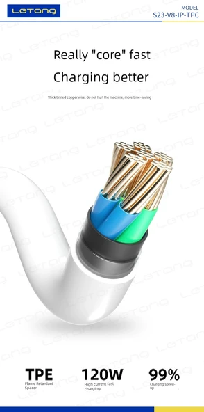 Le Sugar Süper Flash İkili Motor Düz Arayüz Şarj Kablosu - Mike Android için Şeffaf - 9