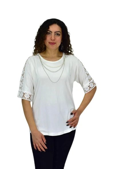 Kadın Kısa Kol Baskılı Bluz BGL-ST04708 - Resim 5