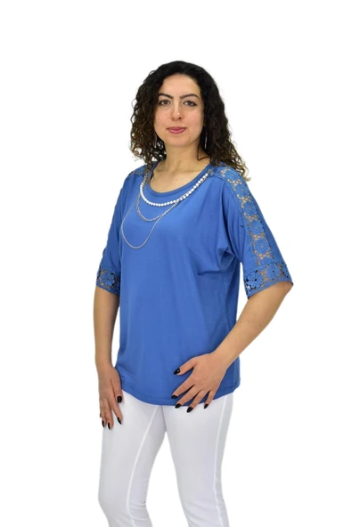 Kadın Kısa Kol Baskılı Bluz BGL-ST04708 - Resim 8