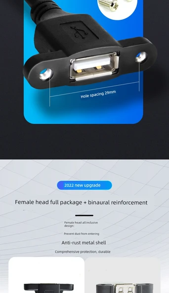 USB 2.0 Uzatma Kablosu - 0.3M - [Klasik] Erkek - Dişi Kulaklı - 10
