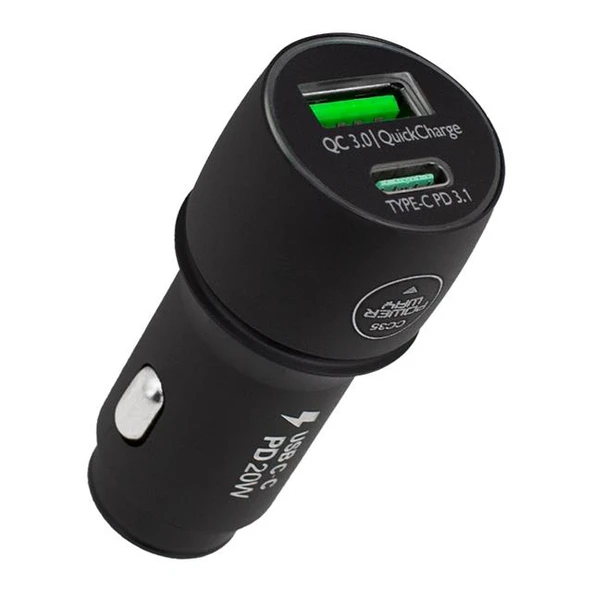 Powerway CC35 Yeni Nesil USB-C (iPhone To Type-C) Araç Şarj Seti (PD18W) ürün görseli