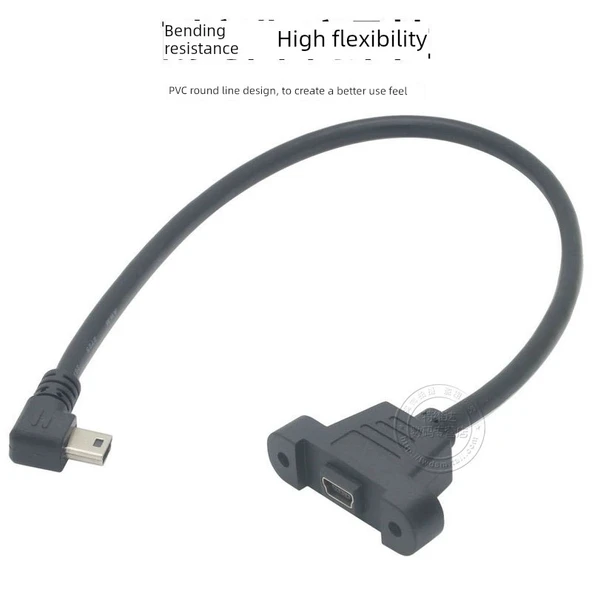 Mini USB Uzatma Kablosu - 0.5m - Aşağı Kıvrım - 9
