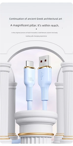 100W USB Type-C Şarj Kablosu - 2m - 2 Paket - Kalın Kablo - Uzak Zirve Mavisi - 1 - 7