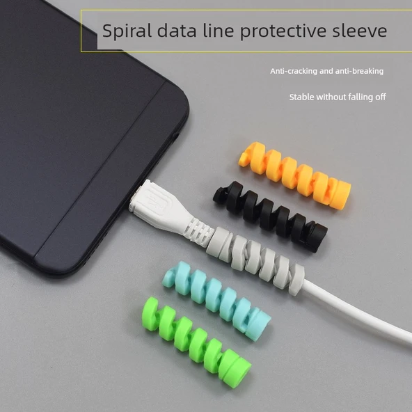 USB Kablo Koruyucu Kılıf - 6 Paket - Açık Mavi - 8