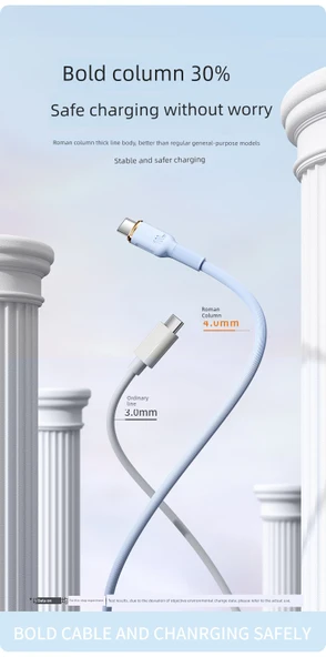 100W USB Type-C Şarj Kablosu - 1m - 2 Paket - Kalın Kablo - Uzak Zirve Mavisi - 9
