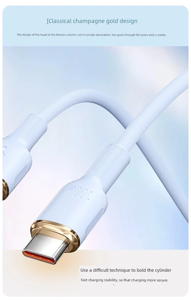 100W USB Type-C Şarj Kablosu - 1.5m - 2 Paket - Kalın Kablo - Uzak Zirve Mavisi - 2 - 8