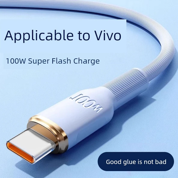 100W USB Type-C Şarj Kablosu - 2m - 1 Paket - Kalın Kablo - Uzak Zirve Mavisi - 2