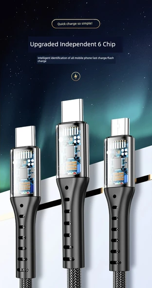 3'ü 1 Arada USB Hızlı Şarj Kablosu - 2m - Kırmızı (2 Paket) - 10