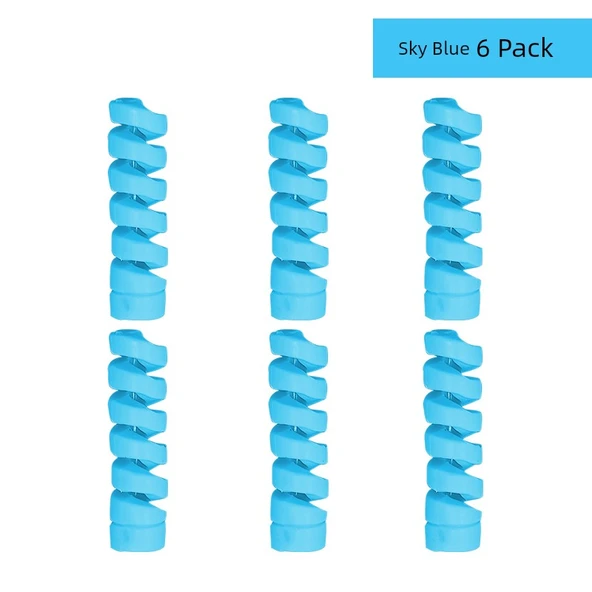 USB Kablo Koruyucu Kılıf - 6 Paket - Açık Mavi