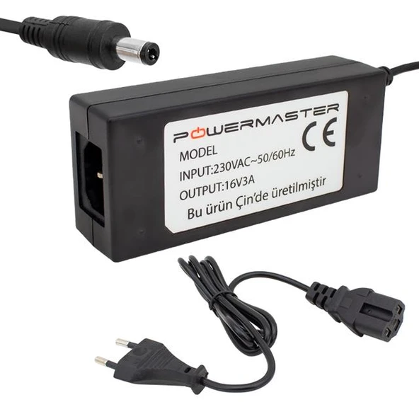 Powermaster PM-14311 16 Volt - 3 Amper 5.5*2.5 Mm Uçlu Plastik Kasa Santral Adaptörü (Masaüstü)