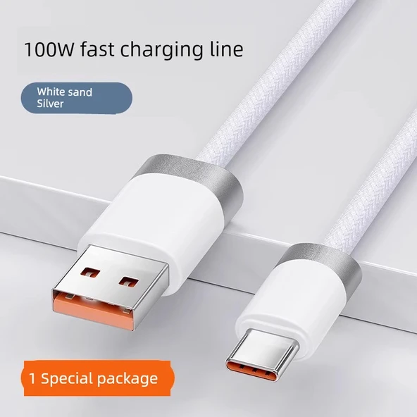 100W USB Type-C Kablo - 1m Baisha Gümüş (Sertifikalı Çip)