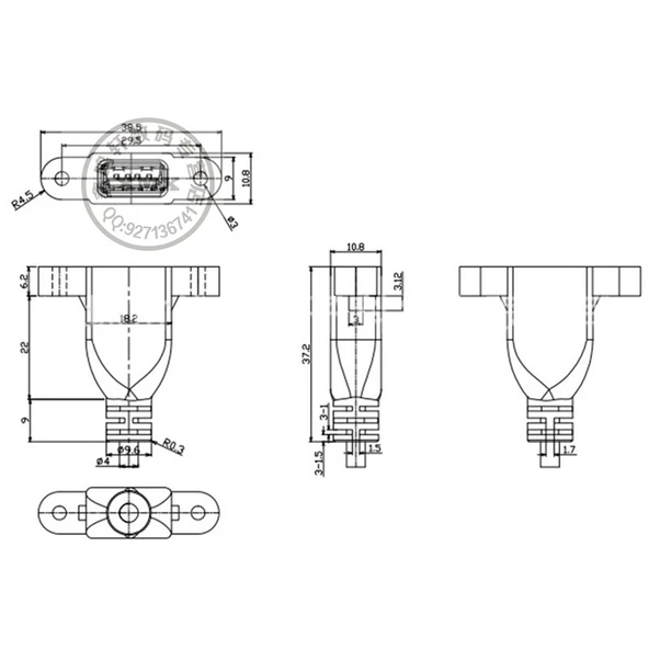 USB 2.0 Uzatma Kablosu - 0.3m Bükme (Model 2) - 9