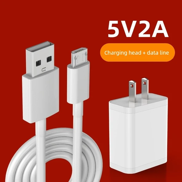 Hızlı Şarj Micro USB Kablosu - 0.25m - Beyaz ile 5V2A Şarj Başlığı