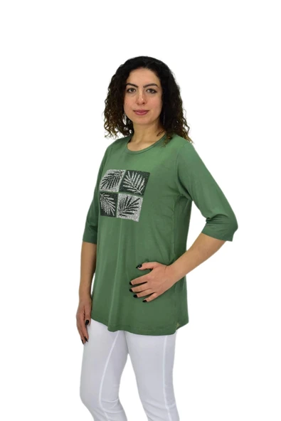 Kadın Kısa Kol Taşlı Bluz BGL-ST04710 - Resim 6