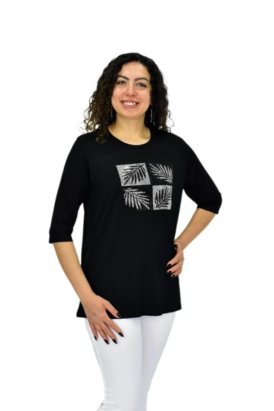 Kadın Kısa Kol Taşlı Bluz BGL-ST04710 - Resim 8