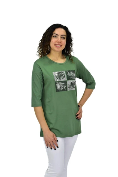 Kadın Kısa Kol Taşlı Bluz BGL-ST04710 - Resim 9