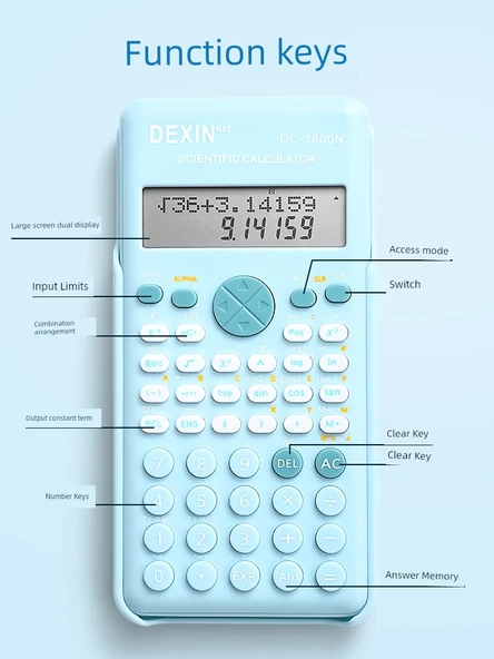 Bilimsel Hesap Makinesi - Mini Taşınabilir Çift Güç Beyaz - 3